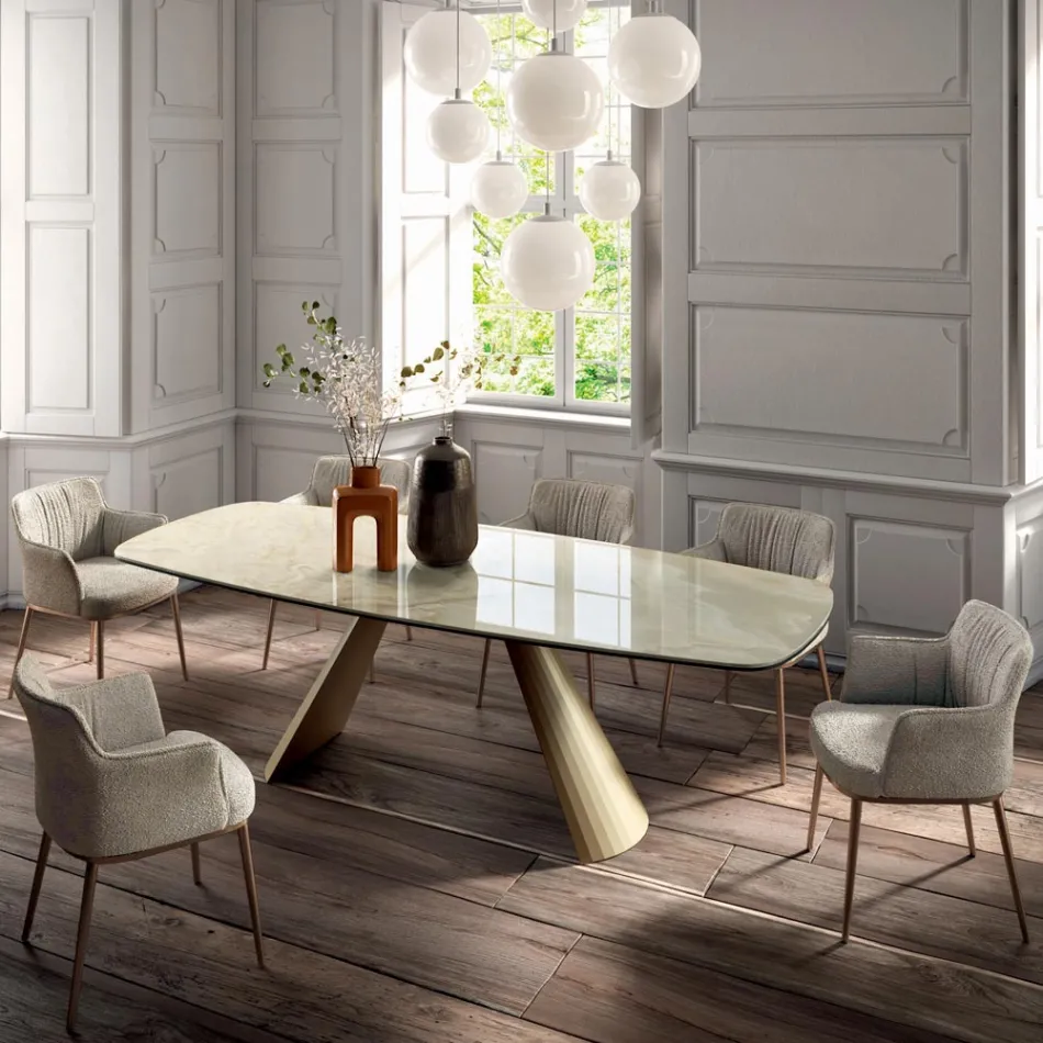 Fast stuebord med tøndeformet plade i keramik Made in Italy - Briller Viadurini