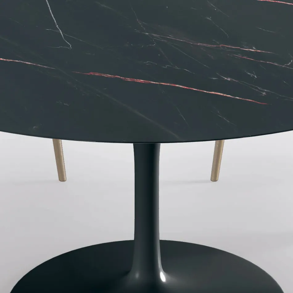 Fast rund stuebord i laminat og aluminium Fremstillet i Italien - Dollars Viadurini