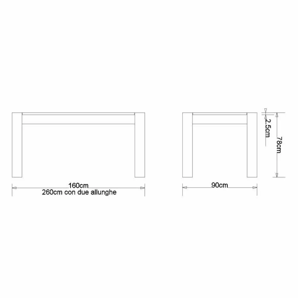 Udvideligt designbord op til 260 cm i Jacob eg Viadurini