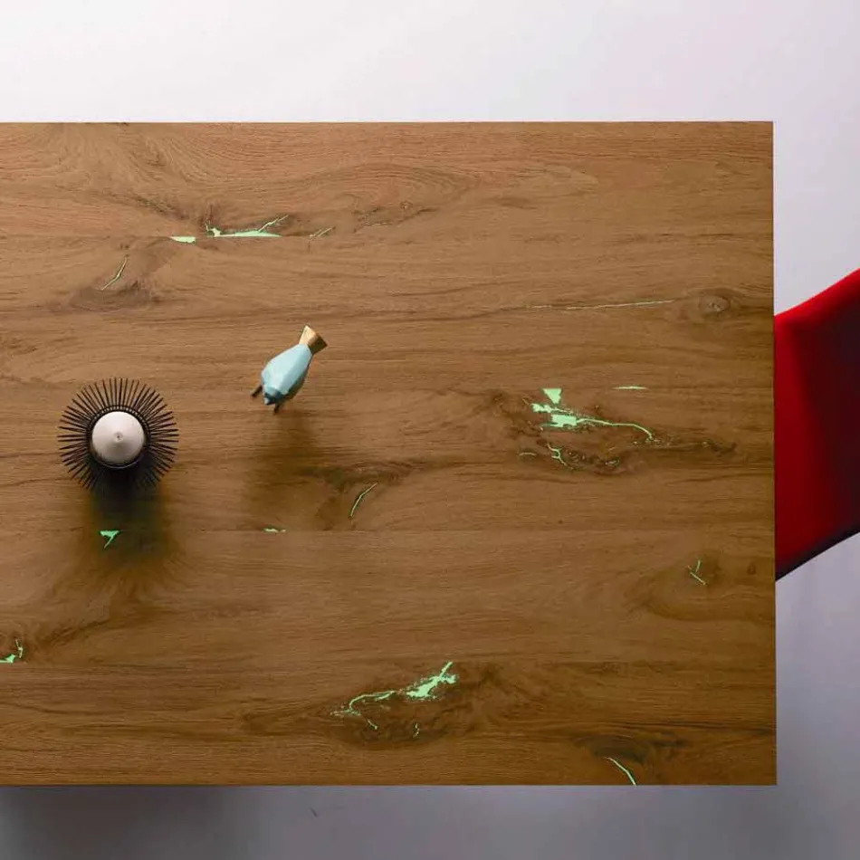 Udvideligt designbord Op til 294 cm i træ og metal fremstillet i Italien - Nuzzo Viadurini