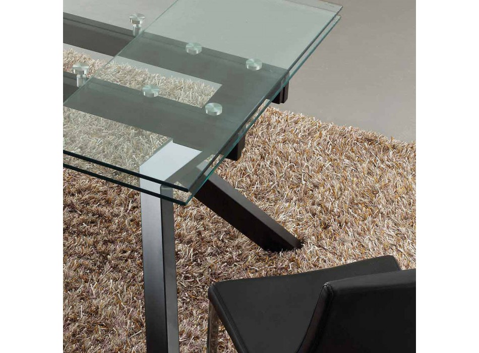 Mesa udtrækkeligt designbord i metal og hærdet glas Viadurini