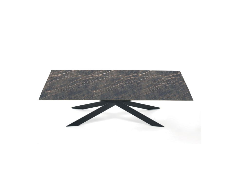 Design køkkenbord i keramik og sort stål Made in Italy - Grotta Viadurini