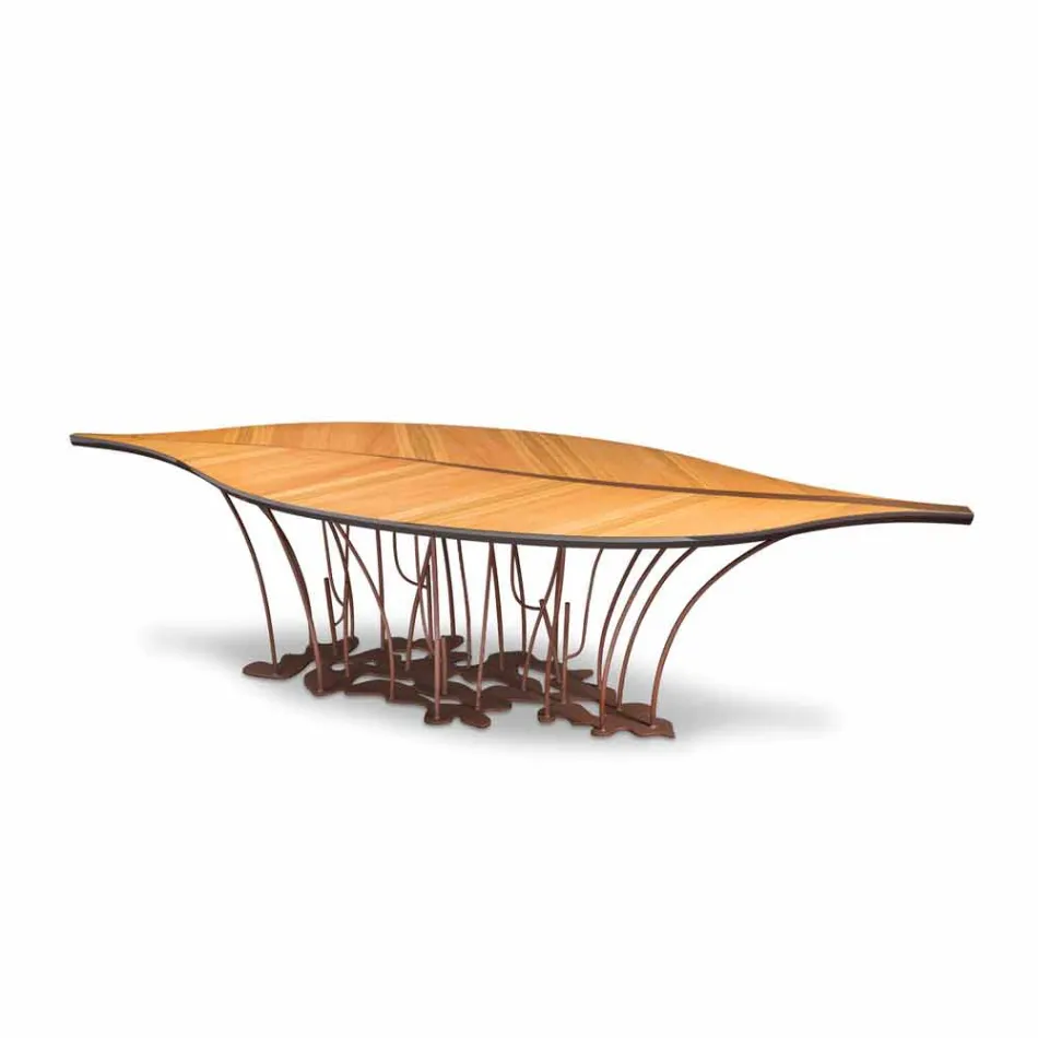 Design bord finerede eg og valnøddetræ Fenice Viadurini