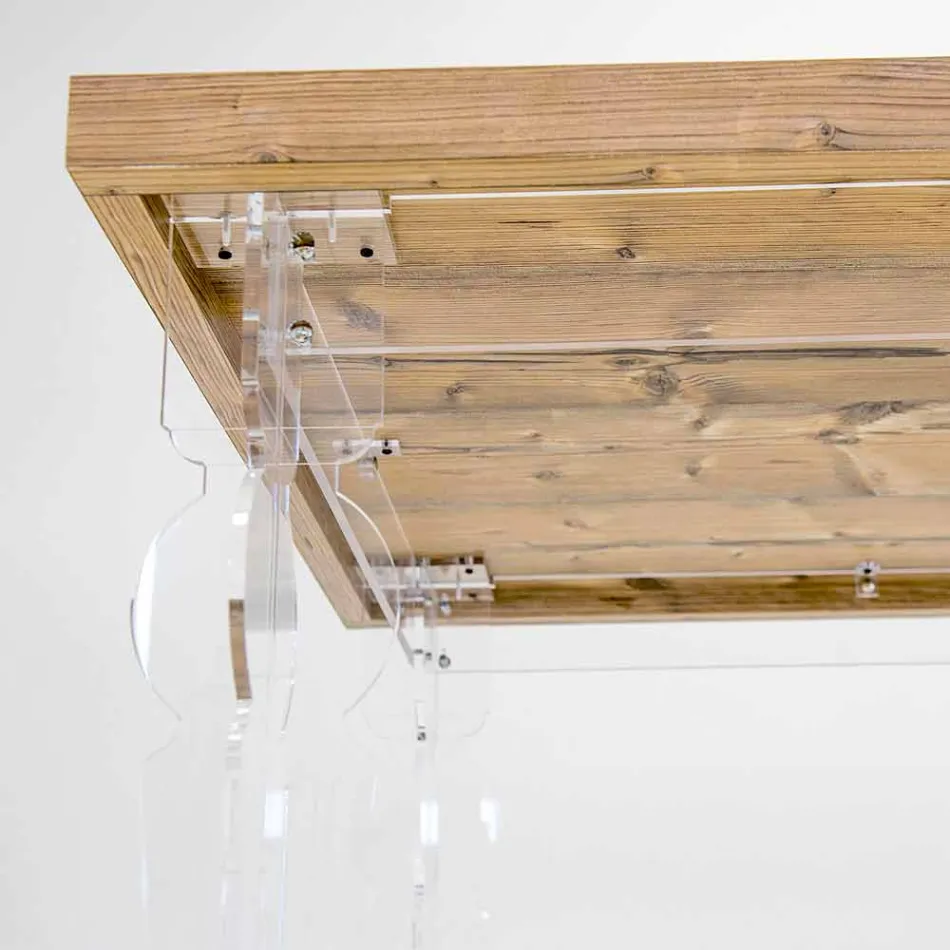Design bord lavet af gran træ og plexiglas lavet i Italien, Castro Viadurini