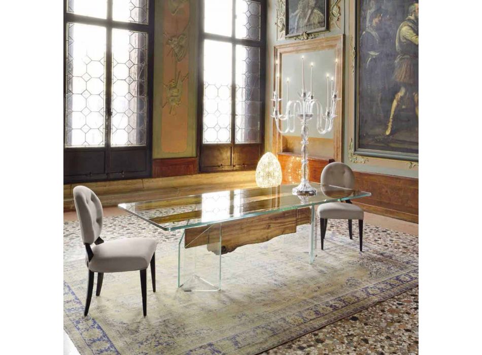 af delfin Designer træbord og Venedig venetianske glas Viadurini