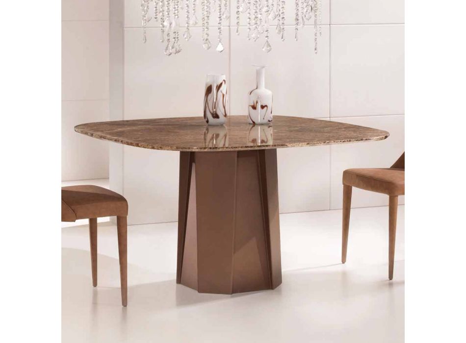 Designbord i Emperador Dark Marble 130x130 cm, lavet i Italien - Nuvolento Viadurini