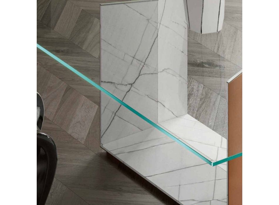 Designbord i metal og marmor med glasplade Fremstillet i Italien - Minera Viadurini