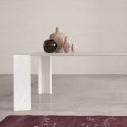 Designbord lavet i Italien i White Namibia Marble, 210x110 cm - Kloster Viadurini