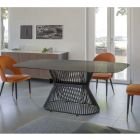 Elliptisk spisebord i poleret keramik og stål - Ravi Viadurini