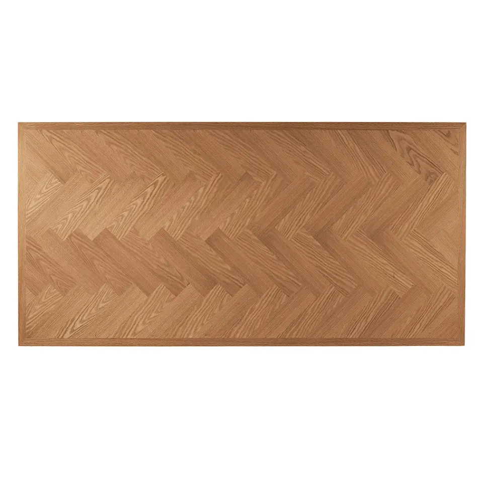 Fast bord 180x90 cm i egetræ og jernbase - Lega Viadurini