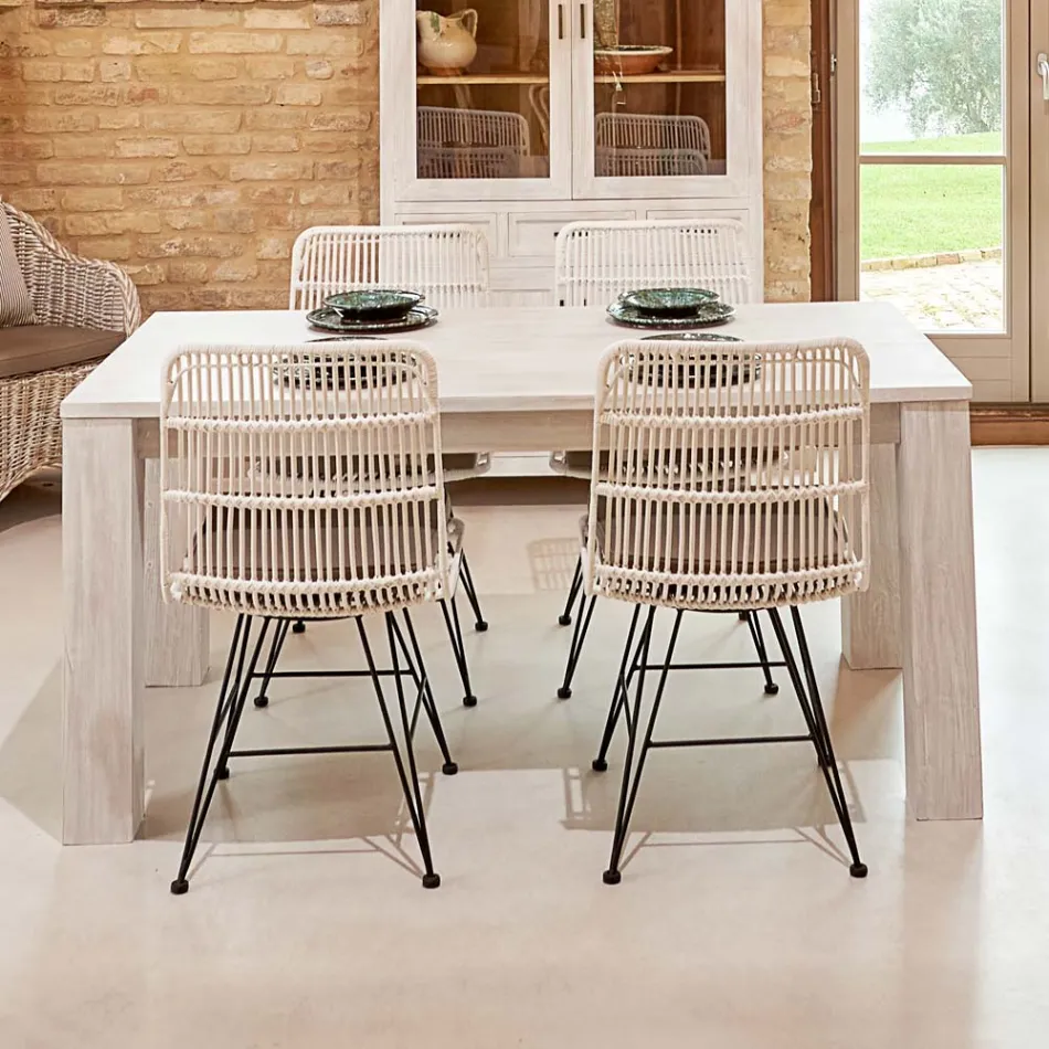 190x100 cm fast stuebord lavet af massivt teaktræ - flamsk Viadurini