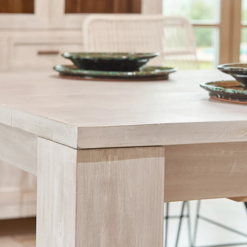 190x100 cm fast stuebord lavet af massivt teaktræ - flamsk Viadurini