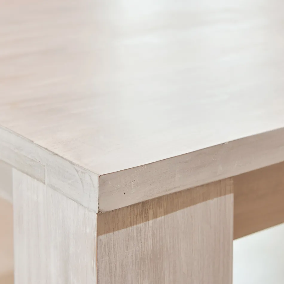 190x100 cm fast stuebord lavet af massivt teaktræ - flamsk Viadurini