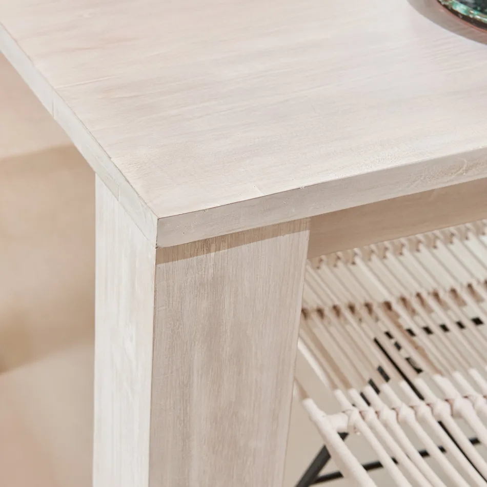 190x100 cm fast stuebord lavet af massivt teaktræ - flamsk Viadurini