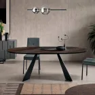 Fast bord 210x109 cm i metal og oval fineret eg - Marcello Viadurini