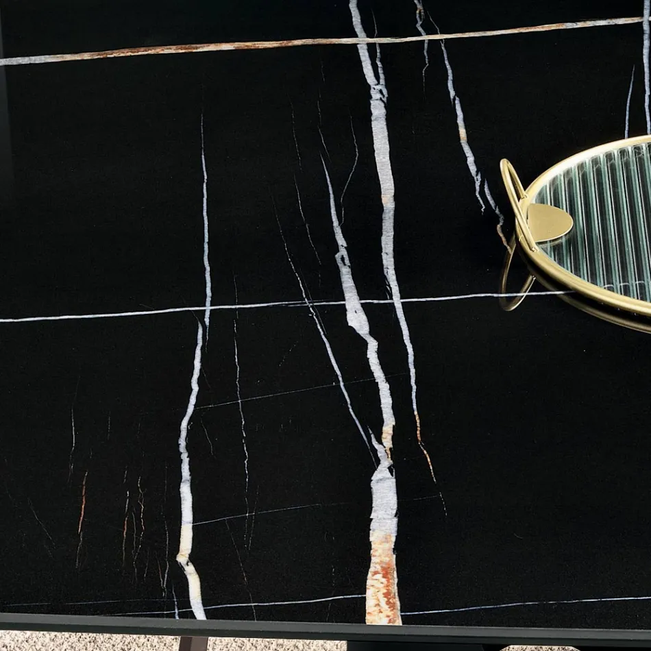 Fast bord 210x110 cm med marmorlignende keramisk bordplade - Tano Viadurini