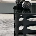 Fast bord 210x110 cm med glat røget glasplade Fremstillet i Italien - Tano Viadurini