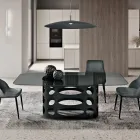 Fast bord 210x110 cm med glat røget glasplade Lavet i Italien - Tano Viadurini