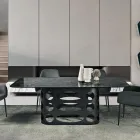 Fast bord 210x110 cm med hamret glasplade Fremstillet i Italien - Tano Viadurini