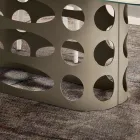 Fast bord 210x110 cm med ribbet glasplade Lavet i Italien - Tano Viadurini