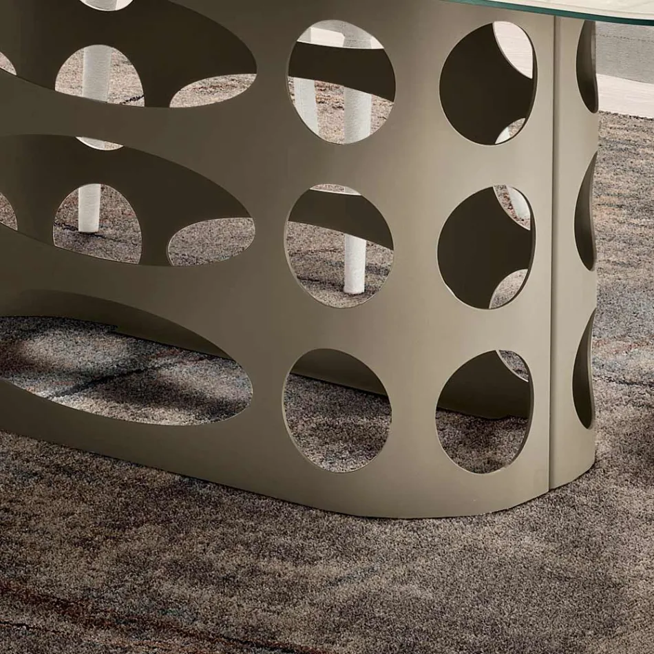 Fast bord 210x110 cm med ribbet glasplade Lavet i Italien - Tano Viadurini