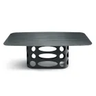 Fast bord 210x110 cm med ribbet glasplade Lavet i Italien - Tano Viadurini