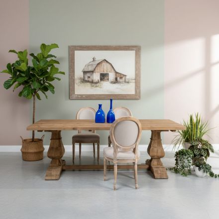 Fast bord 240x100 cm i gammelt, naturligt fyrretræ - Africo Viadurini