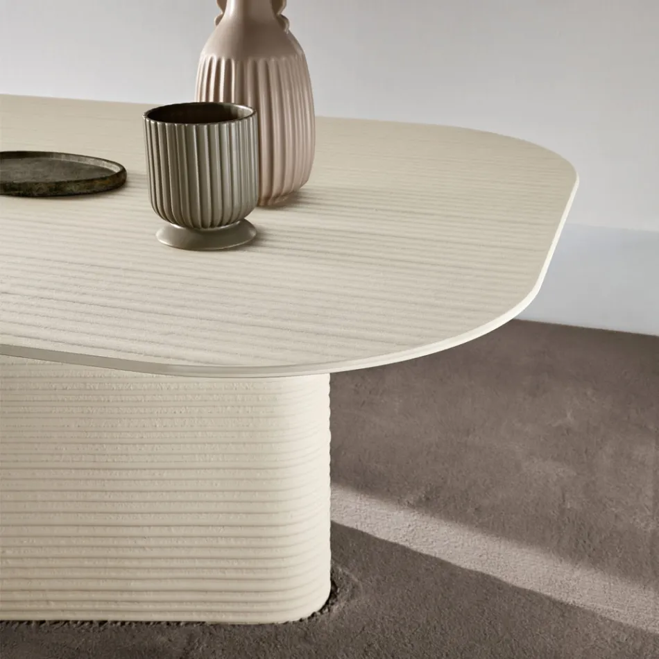 Fast bord 240x120 cm i ribbet eller malet glas fremstillet i Italien - Varo Viadurini