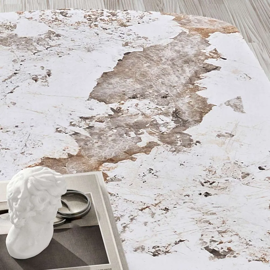 Fast bord 300x120 cm i metal og sintret stenplade - Valmira Viadurini