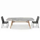 Fast tøndeformet bord i keramik og asketræ Fremstillet i Italien - Nord Viadurini