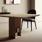 Fast bord med fod med dekorative firkanter lavet i Italien - Maugrim Viadurini