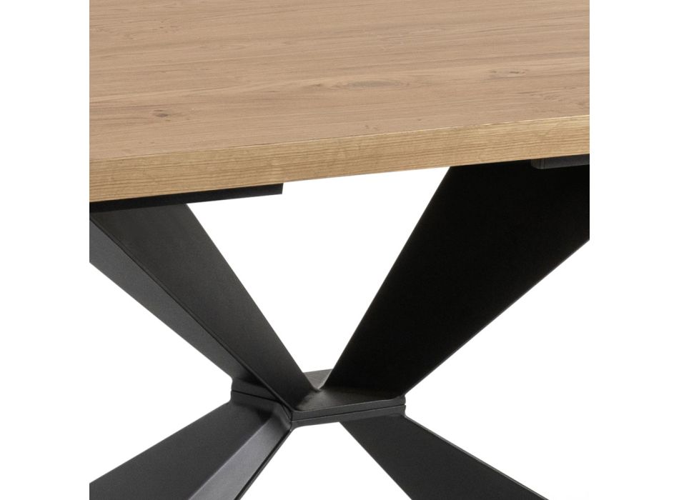 Fast bord med metalbund og fineret egetræ - Navy Viadurini
