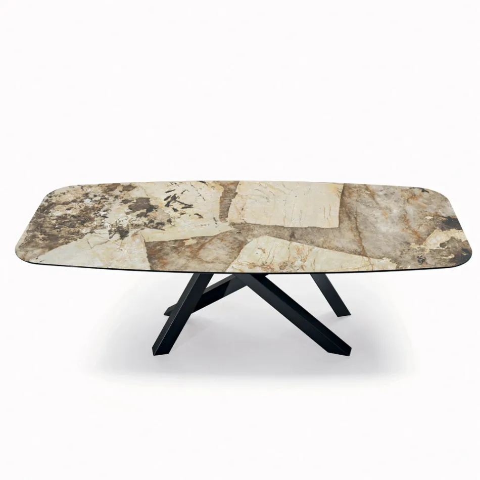 Fast bord med tøndeformet plade i keramik Fremstillet i Italien - Settimmio Viadurini