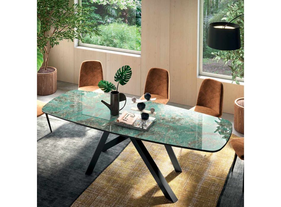 Fast bord med tøndeformet plade i keramik Fremstillet i Italien - Settimmio Viadurini
