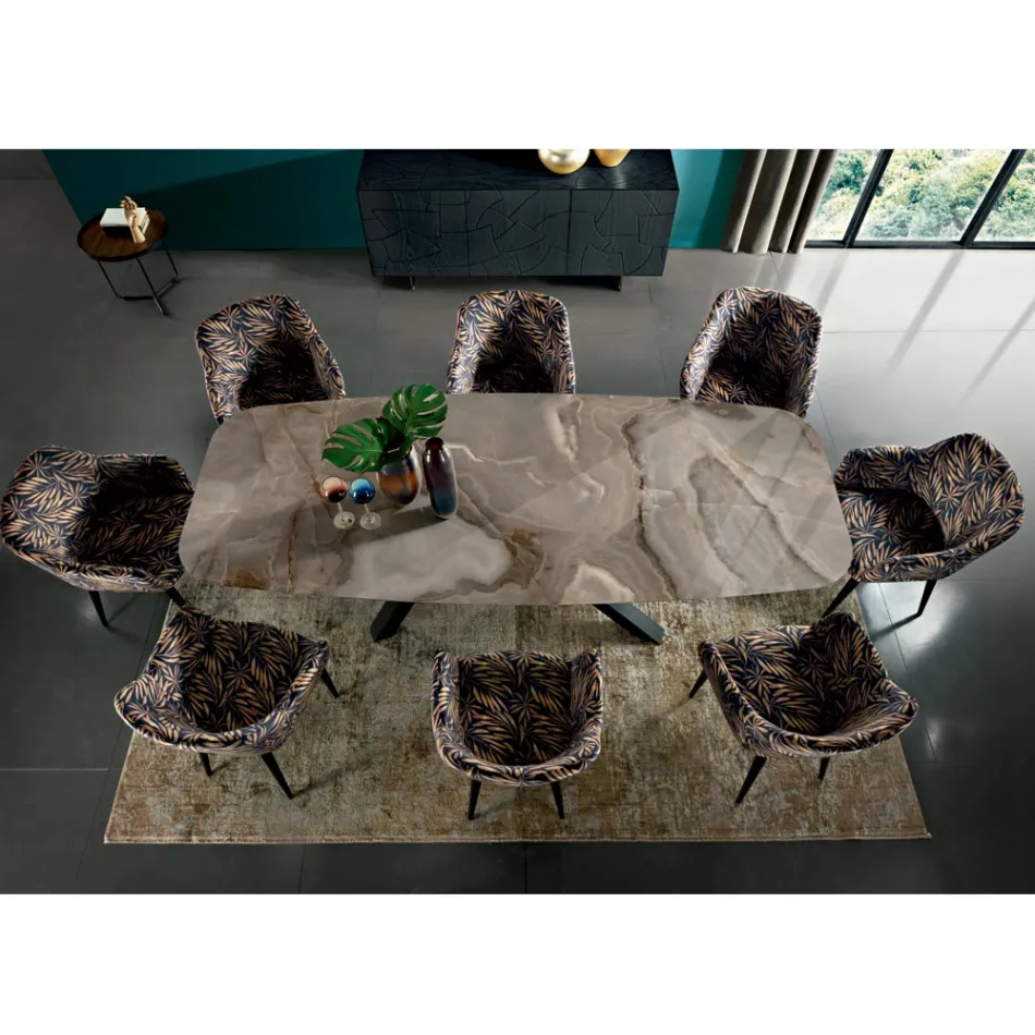 Fast bord med tøndeformet plade i keramik Fremstillet i Italien - Settimmio Viadurini