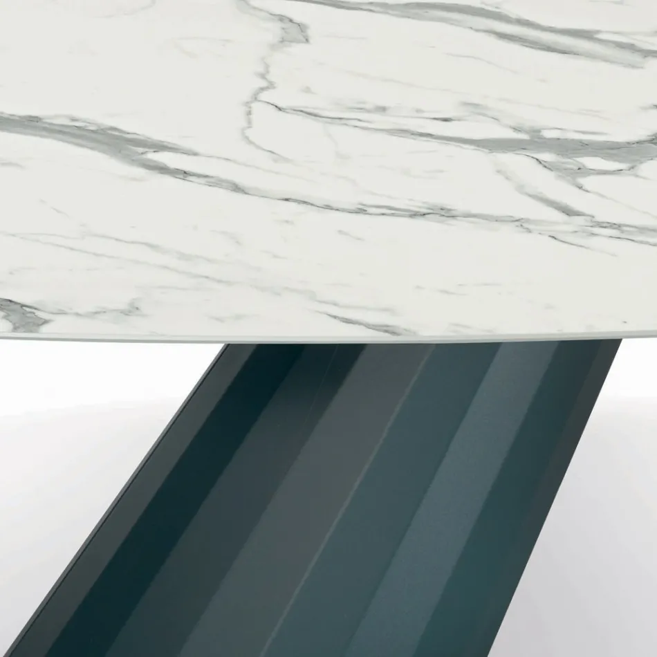 Fast bord med tøndeformet laminatplade lavet i Italien - Bukser Viadurini