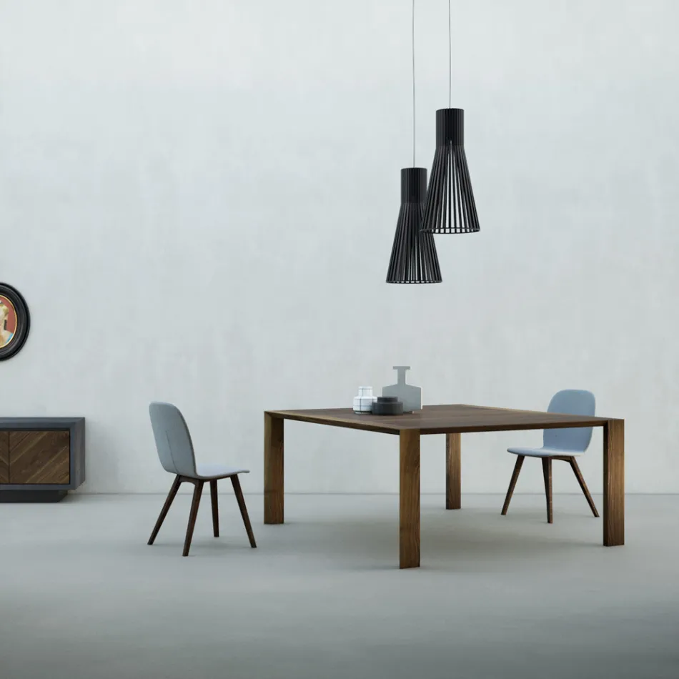 Fast bord med skrå plade i Canaletto valnød Made in Italy - Caspian Viadurini