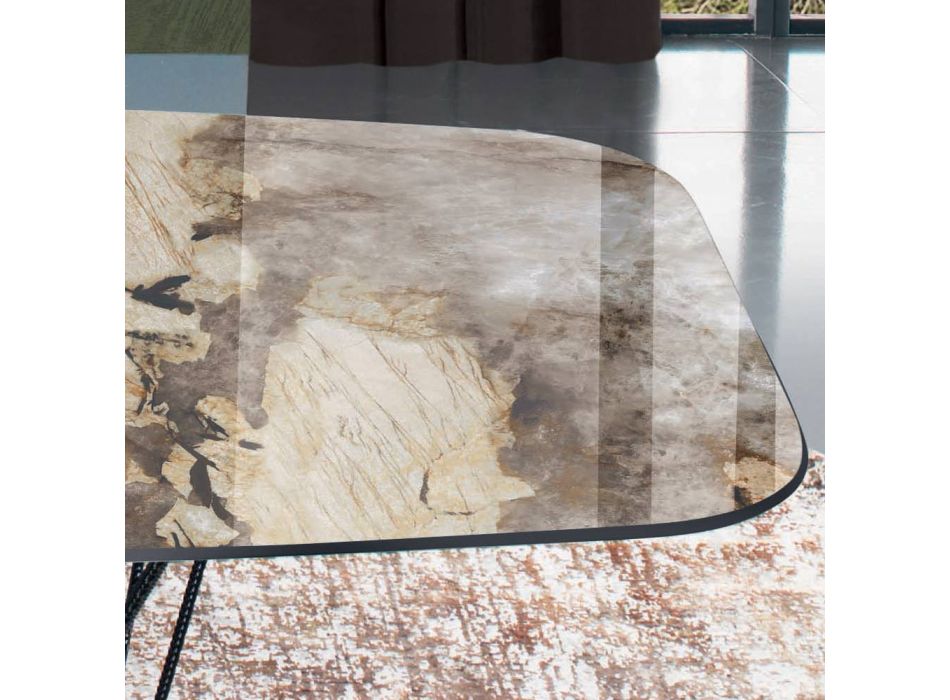 Fast bord med keramisk tøndeplade og stålbund lavet i Italien - Ezzellino Viadurini