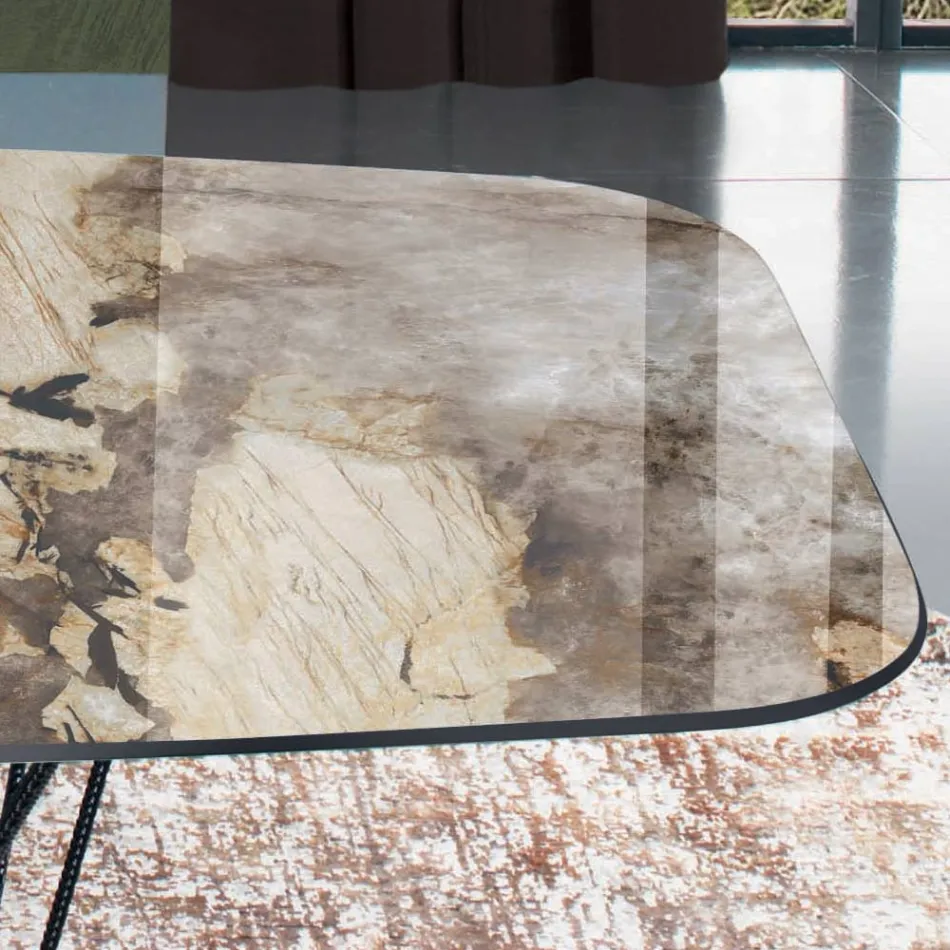 Fast bord med keramisk tøndeplade og stålbund lavet i Italien - Ezzellino Viadurini