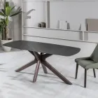 Fast bord med keramisk plade og stel af massivt valnøddetræ - Orange Viadurini