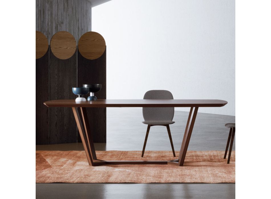 Fast bord med formet plade og træbund lavet i Italien - Digory Viadurini