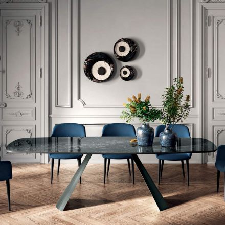 Fast spisebord med tøndeformet plade i keramik Made in Italy - Briller Viadurini