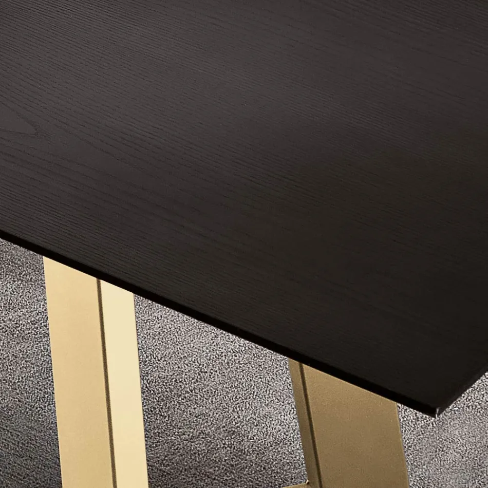 Fast spisebord med fineret træplade lavet i Italien - Tecna Viadurini