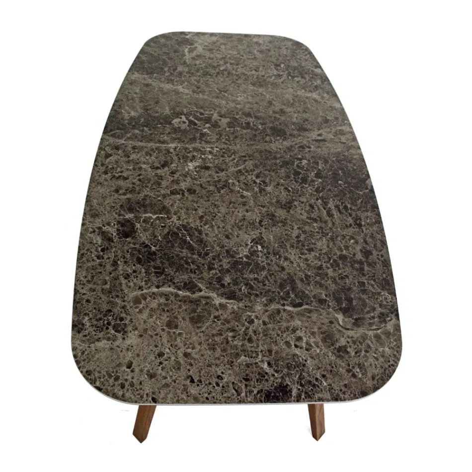 Fast spisebord i poleret Emperador Keramik Fremstillet i Italien - Nord Viadurini