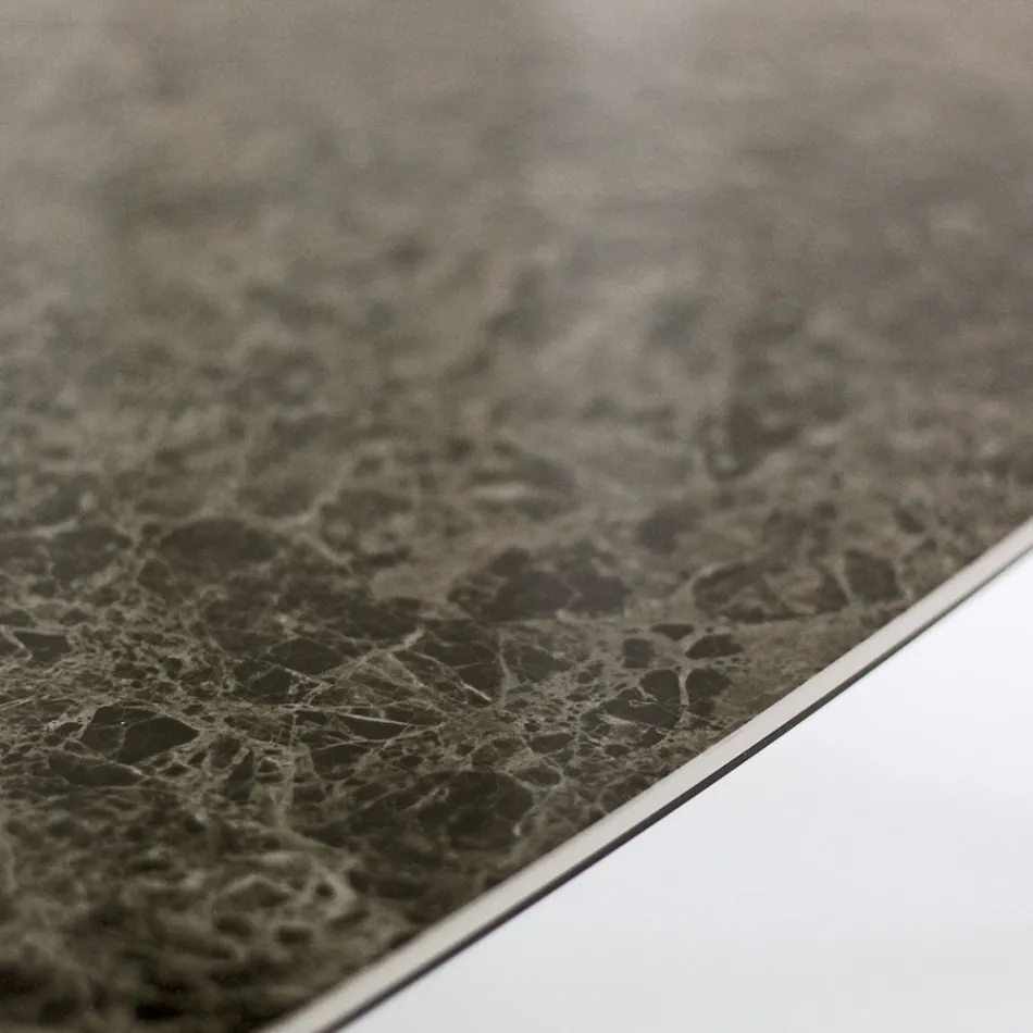 Fast spisebord i poleret Emperador Keramik Fremstillet i Italien - Nord Viadurini