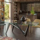 Fast spisebord i glas og stiv polyurethan fremstillet i Italien - lavendel Viadurini