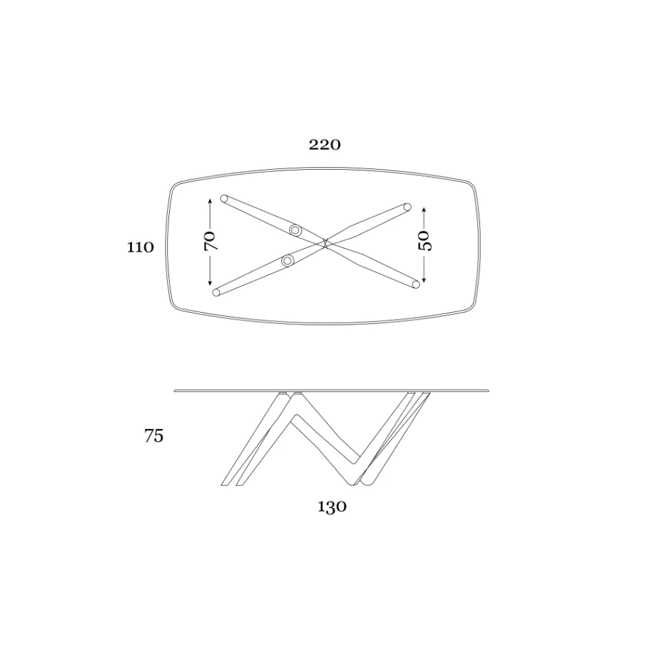 Fast spisebord i glas og stiv polyurethan fremstillet i Italien - lavendel Viadurini