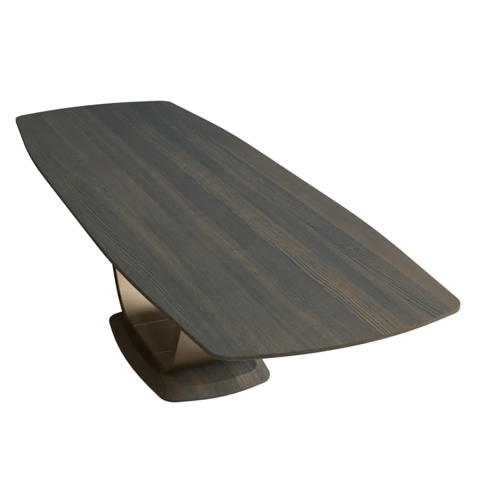 Fast stuebord i massivt træ med central piedestal - Luuk Viadurini