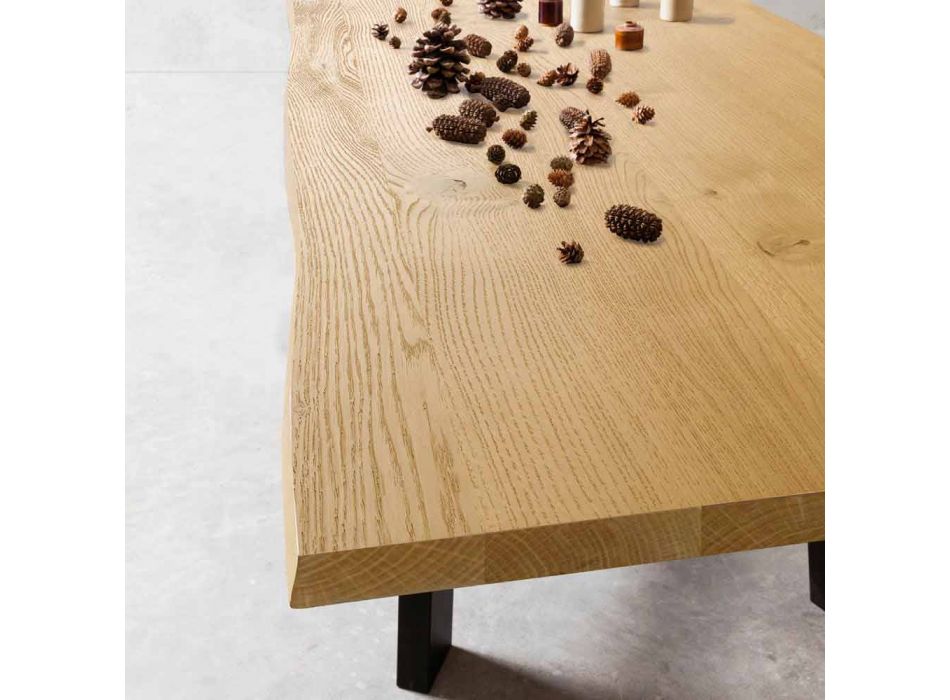 Fast designbord med massivt træ top - crackle Viadurini