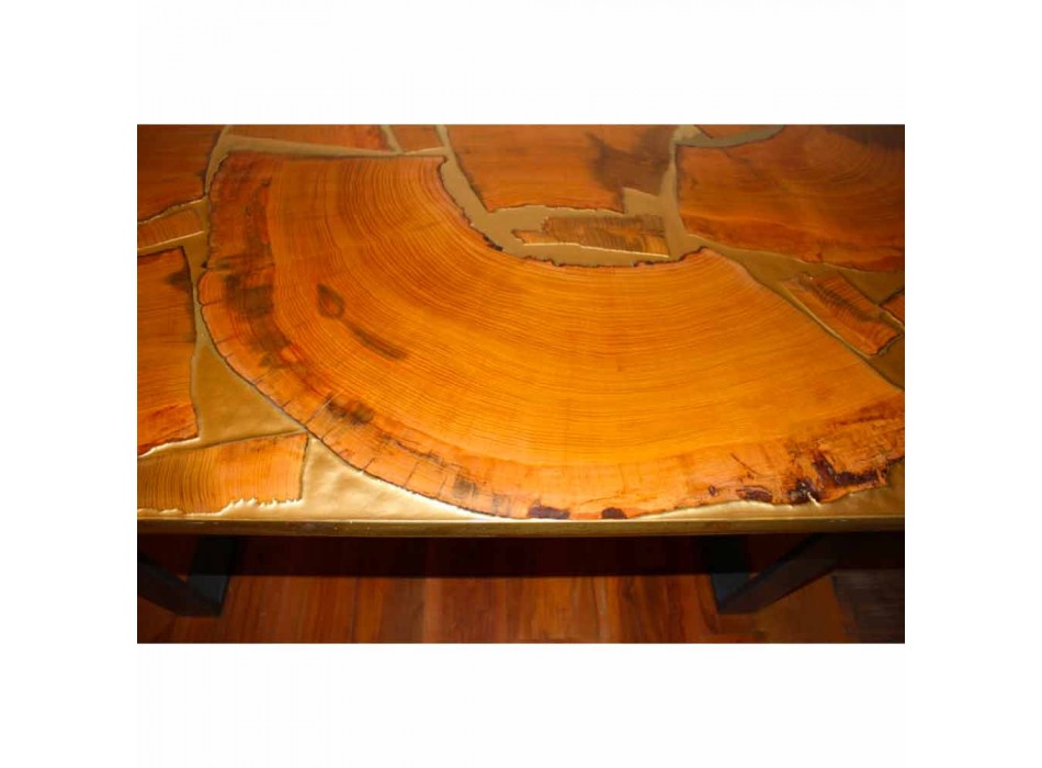 Fast design tabel rektangulære træ og harpiks fremstillet i Italien Jam Viadurini